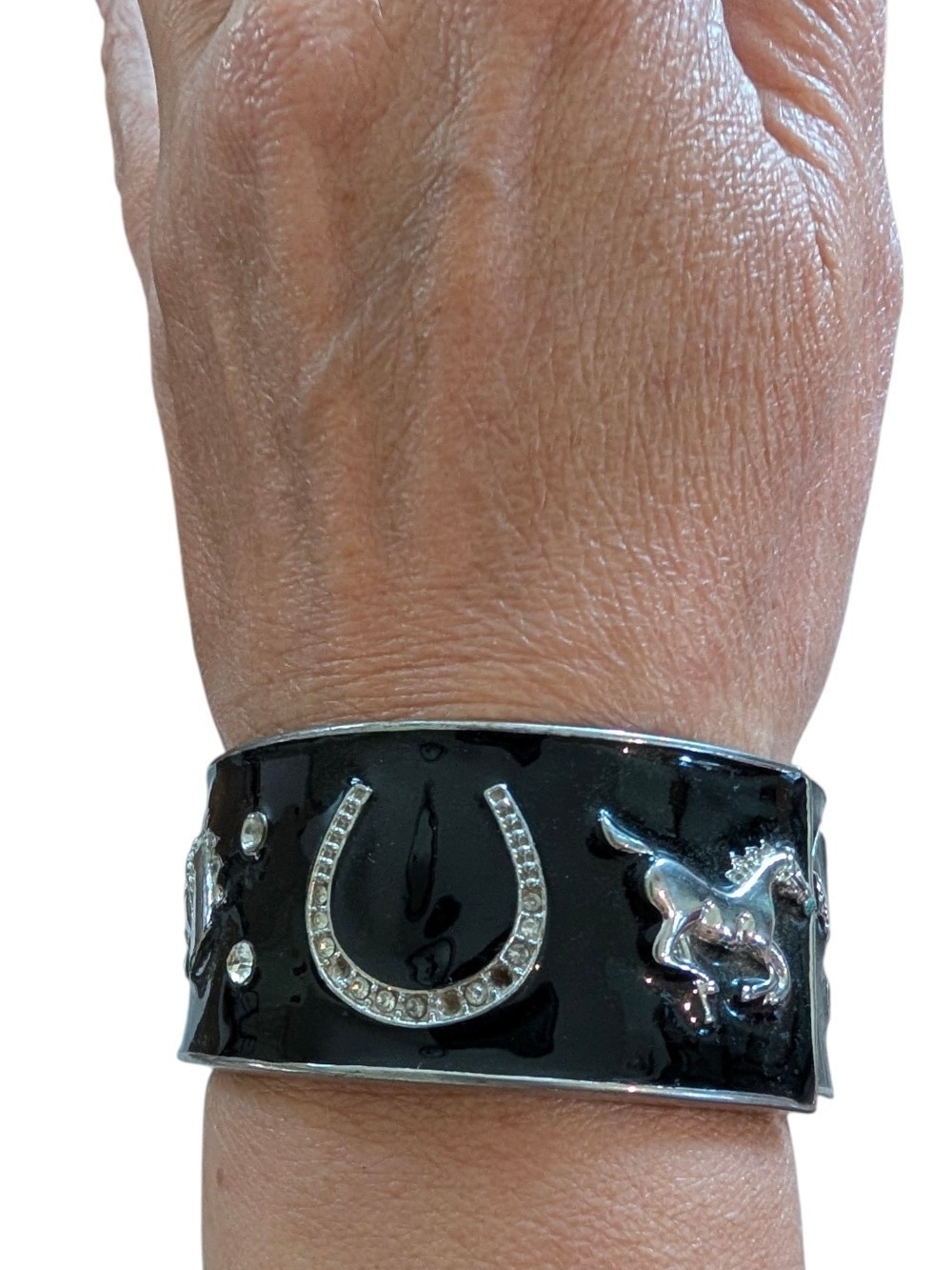 Black Equestrian Horseshoe Cuff Bracelet